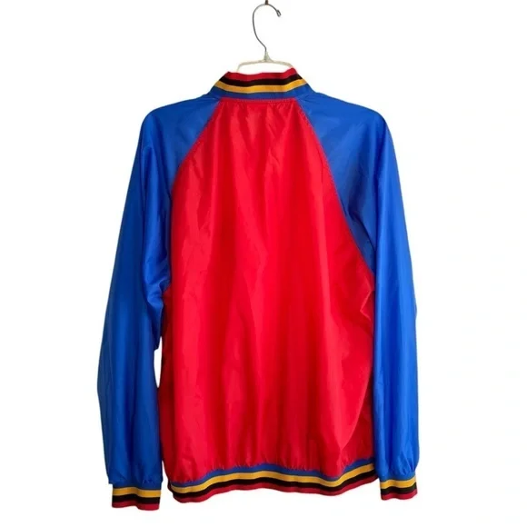 Vintage Puma Mens Large Wind Breaker Track Jacket Snap Button Red Blue Black - Picture 6 of 15